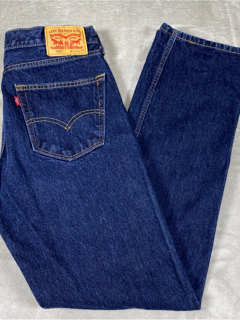 Levi's 505 Regular Fit Jeans Men’s 33X34 Dark Wash Indigo Straight Leg